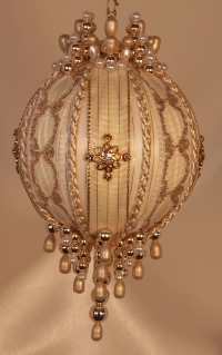 Gold inlaid lace, rhinestones and Swarovski Crystals on this gorgreous Heirloom Ornament